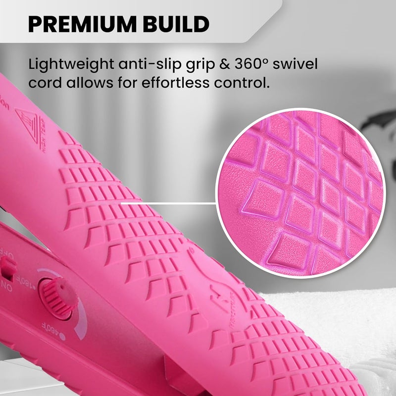 Herstyler Colorful Seasons Ceramic Flat Iron - 1 Inch Dual Voltage Straightener with Adjustable Temperature and Negative Ion Technology (Pink) - Image 4